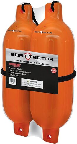 Extreme Max 3006.7611 BoatTector حاجب قابل للنفخ ذو قيمة 2-حزمة - 8.5 بوصة × 27 بوصة، برتقالي نيون in Saudi Arabia