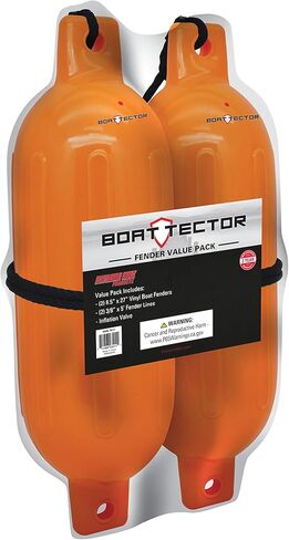 Extreme Max 3006.7611 BoatTector حاجب قابل للنفخ ذو قيمة 2-حزمة - 8.5 بوصة × 27 بوصة، برتقالي نيون in Saudi Arabia