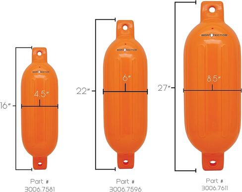 Extreme Max 3006.7611 BoatTector حاجب قابل للنفخ ذو قيمة 2-حزمة - 8.5 بوصة × 27 بوصة، برتقالي نيون in Saudi Arabia
