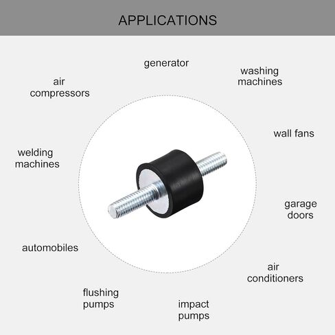 uxcell M6x18mm Rubber Mounts, 12pcs Anti Vibration Isolator Studs Shock Absorber Male for Air Compressors, Garage Motor, Diesel Engines, 20x25mm in Saudi Arabia