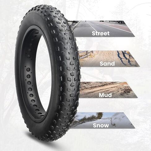 MOHEGIA Fat Tire,20x4.0 inch Fat Bike Tire,60TPI High-Performance and All-Terrain Folding Replacement MTB Bicycle Tire with Street or Trail Riding in Saudi Arabia
