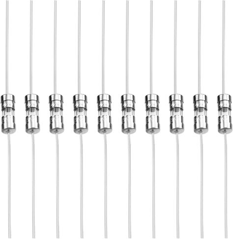 Fielect 10Pcs Glass Tube Fuses Axial with Lead Wire Slow-Blow 3.6x10mm 2.5A 250V Time Delay Fuses for Replacing or Repairing Many Home Electronics (T2.5A) in Saudi Arabia