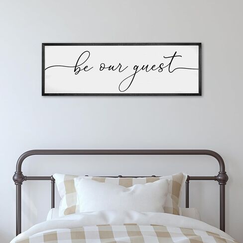 Be Our Guest Framed Wall Sign For Farmhouse Home Decor Bedroom Wall Decor Above Bed Guest Room Decor Wall Art Living Room Decor (36x12 inch, Black) in Kuwait