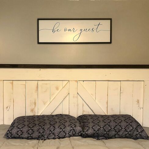 Be Our Guest Framed Wall Sign For Farmhouse Home Decor Bedroom Wall Decor Above Bed Guest Room Decor Wall Art Living Room Decor (36x12 inch, Black) in Kuwait