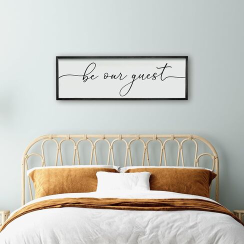 Be Our Guest Framed Wall Sign For Farmhouse Home Decor Bedroom Wall Decor Above Bed Guest Room Decor Wall Art Living Room Decor (36x12 inch, Black) in Kuwait