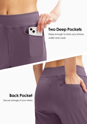 بنطال جولف نسائي من SANTINY مع 3 جيوب قابل للتمدد عالي الخصر للنساء أثناء السفر والعمل الكاجوال in Kuwait