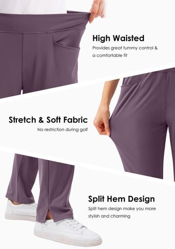 بنطال جولف نسائي من SANTINY مع 3 جيوب قابل للتمدد عالي الخصر للنساء أثناء السفر والعمل الكاجوال in Kuwait