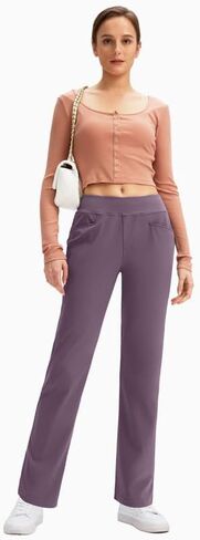 بنطال جولف نسائي من SANTINY مع 3 جيوب قابل للتمدد عالي الخصر للنساء أثناء السفر والعمل الكاجوال in Kuwait