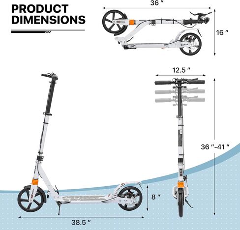 MADOG Kick Scooter for Kids Ages 6-12, Adjustable Height Handlebar and 8" Big Wheel Scooter for Stability in Kuwait