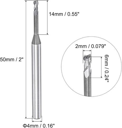 uxcell Square Nose End Mill, 1.5mm Solid Carbide Long Reach CNC Router Bits 2 Flutes Milling Cutter with Extended Neck, 18mm Cutting Length 4mm Shank in Saudi Arabia