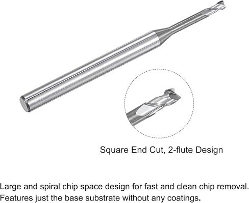 uxcell Square Nose End Mill, 1.5mm Solid Carbide Long Reach CNC Router Bits 2 Flutes Milling Cutter with Extended Neck, 18mm Cutting Length 4mm Shank in Saudi Arabia