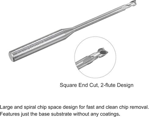 uxcell Square Nose End Mill, 1.5mm Solid Carbide Long Reach CNC Router Bits 2 Flutes Milling Cutter with Extended Neck, 18mm Cutting Length 4mm Shank in Saudi Arabia