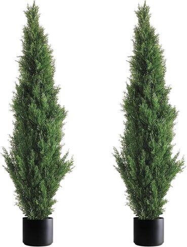 Two 3 Foot Outdoor Artificial Cedar Trees Potted Plants in Saudi Arabia