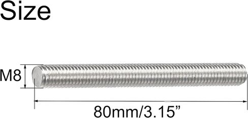 مسمار ملولب ذو نهاية مزدوجة M8x80mm، مسمار لولبي مزدوج من الفولاذ المقاوم للصدأ 304، 8 قطع in Saudi Arabia