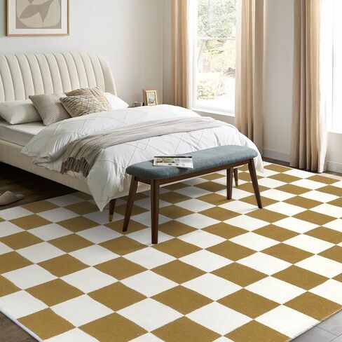 Lahome Checkered 3x5 Black and White Rug, Modern Black Rug for Living Room Classroom Cotton Woven Aesthetic Bathroom Rug, Boho Checkerboard Washable Rug Low Pile Floor Carpet for Office Bedroom in Saudi Arabia
