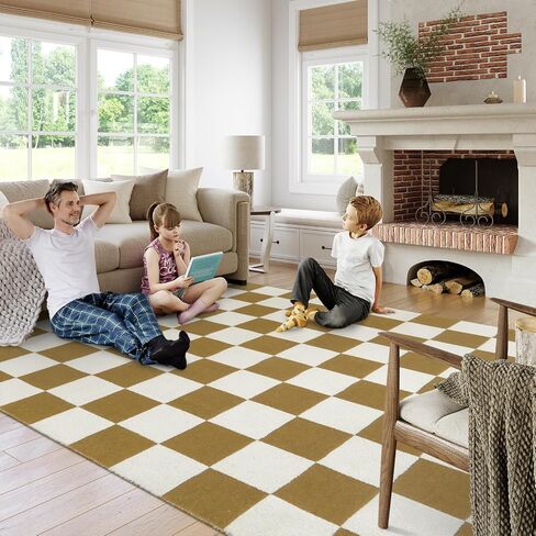 Lahome Checkered 3x5 Black and White Rug, Modern Black Rug for Living Room Classroom Cotton Woven Aesthetic Bathroom Rug, Boho Checkerboard Washable Rug Low Pile Floor Carpet for Office Bedroom in Saudi Arabia
