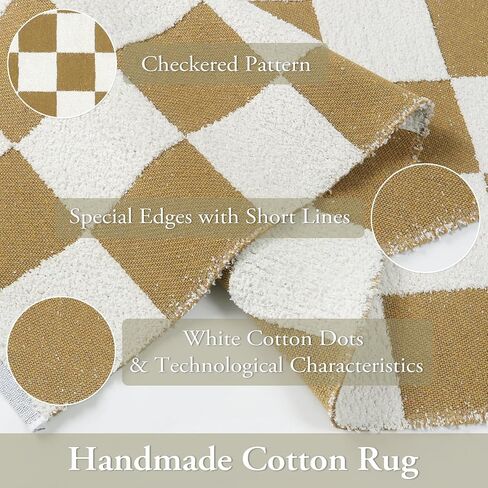 Lahome Checkered 3x5 Black and White Rug, Modern Black Rug for Living Room Classroom Cotton Woven Aesthetic Bathroom Rug, Boho Checkerboard Washable Rug Low Pile Floor Carpet for Office Bedroom in Saudi Arabia