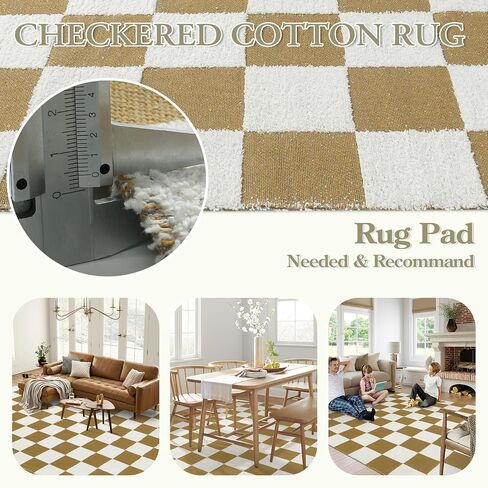 Lahome Checkered 3x5 Black and White Rug, Modern Black Rug for Living Room Classroom Cotton Woven Aesthetic Bathroom Rug, Boho Checkerboard Washable Rug Low Pile Floor Carpet for Office Bedroom in Saudi Arabia