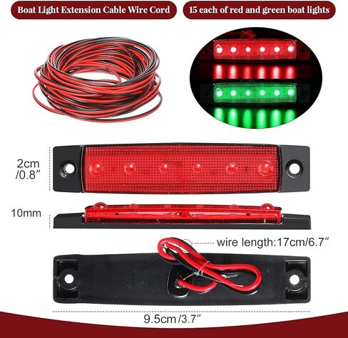 2 حزمة (أحمر وأخضر) أضواء الملاحة للقوارب DC 12V، أضواء صارمة للقوارب، أضواء شريط LED البحرية لأضواء القوارب القوس والستيرن، أضواء الملاحة للقوارب بقيادة، أضواء الكاياك in Kuwait