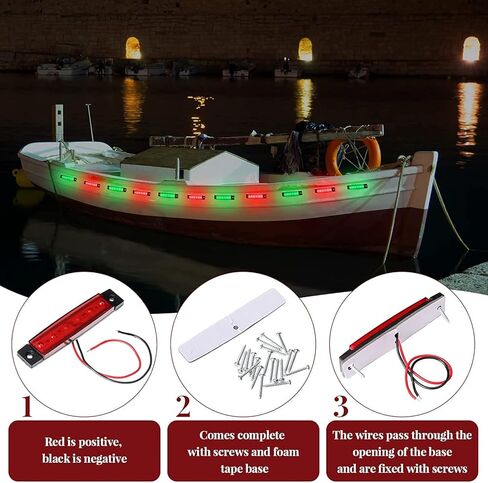2 حزمة (أحمر وأخضر) أضواء الملاحة للقوارب DC 12V، أضواء صارمة للقوارب، أضواء شريط LED البحرية لأضواء القوارب القوس والستيرن، أضواء الملاحة للقوارب بقيادة، أضواء الكاياك in Kuwait