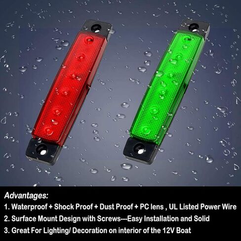 2 حزمة (أحمر وأخضر) أضواء الملاحة للقوارب DC 12V، أضواء صارمة للقوارب، أضواء شريط LED البحرية لأضواء القوارب القوس والستيرن، أضواء الملاحة للقوارب بقيادة، أضواء الكاياك in Kuwait