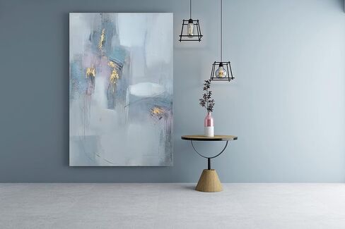MYBEAUTYWALLA Abstract Blue Canvas Wall Art - Modern Vertical Oil Paintings with Textured - Contemporary Artwork for Hallway Living Room Bedroom Decor in Saudi Arabia