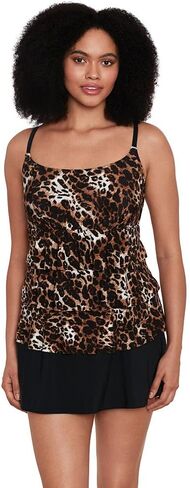 Longitude Women's Swimwear Ruffle Faux Ruffle Skirtini with Pockets One Piece Swimdress in Kuwait