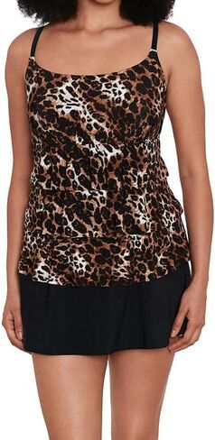 Longitude Women's Swimwear Ruffle Faux Ruffle Skirtini with Pockets One Piece Swimdress in Kuwait