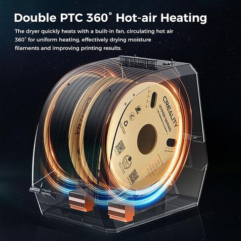 Creality Space Pi Filament Dryer Plus, 2 Spools 360° 110W PTC Hot-Air Heating 3D Printer Filament Dryer Box,3D Filament Dehydrator for 2KG 1.75/2.85mm 3D Filament One-Key Setting PLA PETG ABS TPU in Saudi Arabia