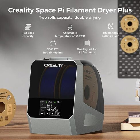 Creality Space Pi Filament Dryer Plus, 2 Spools 360° 110W PTC Hot-Air Heating 3D Printer Filament Dryer Box,3D Filament Dehydrator for 2KG 1.75/2.85mm 3D Filament One-Key Setting PLA PETG ABS TPU in Saudi Arabia