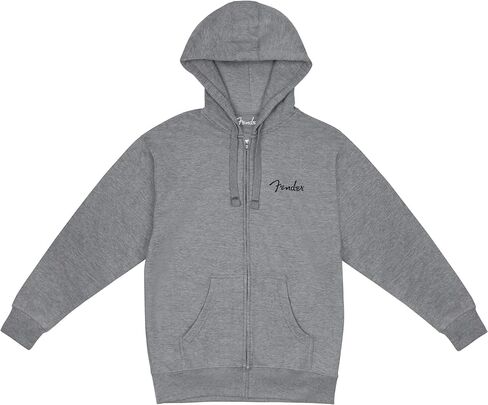 Fender Spaghetti Logo Zip-up Hoodie, Cotton Blended Fleece Jacket, Athletic Gray, Small in Saudi Arabia