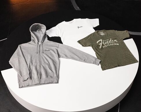Fender Spaghetti Logo Zip-up Hoodie, Cotton Blended Fleece Jacket, Athletic Gray, Small in Saudi Arabia