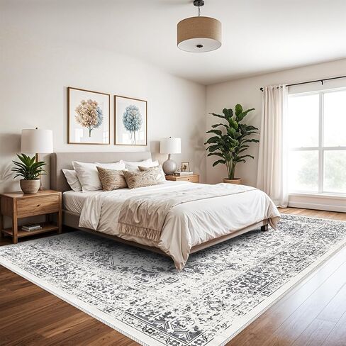 Retro 5x7 Area Rug - Vintage Washable Rug for Living Room with Non-Slip Low-Pile Traditional Medallion Rugs with Stain Resistant Foldable Accent Distressed Rug Indoor Thin Rug in Saudi Arabia
