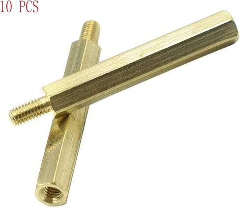 مسامير فاصل خيط ذكر إلى أنثى نحاسية سداسية المواجهة M3 × 10 مم + عمود PCB 6 مم للطائرة بدون طيار كوادكوبتر والكمبيوتر ولوحة الدوائر، عبوة من 20 قطعة، ذهبي in Kuwait