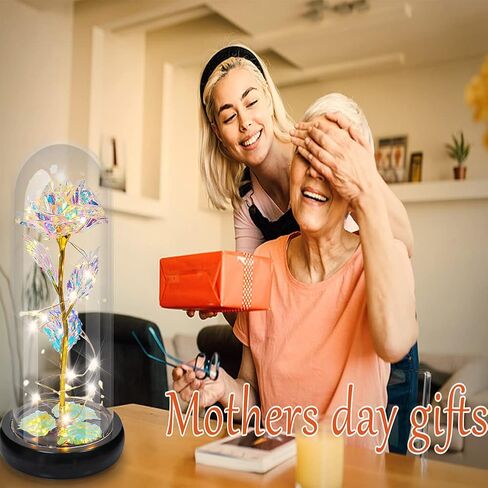 DEEMEI Valentines Day Gifts for Her, Valentines Gifts for Women, Valentines Gifts for Mom,Galaxy Colorful Rose Gifts for Mothers Day Birthday Christmas Crystal Flowers Light Up Rose in Glass Dome in Kuwait