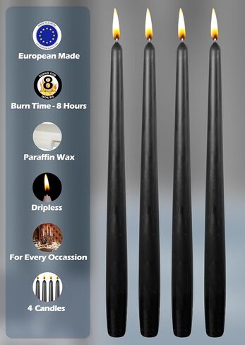 Hyoola Tall Taper Candles - 10 Inch White Unscented Dripless Taper Candles - 8 Hour Burn Time - 4 Pack in Saudi Arabia