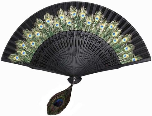Folding Hand Fan River Star Night Pattern Foldable Vintage Style Bamboo Silk Fan for Home Wall Decoration, Costume Party, Birthday Gift, Show in Saudi Arabia