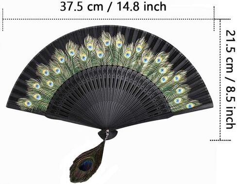 Folding Hand Fan River Star Night Pattern Foldable Vintage Style Bamboo Silk Fan for Home Wall Decoration, Costume Party, Birthday Gift, Show in Saudi Arabia
