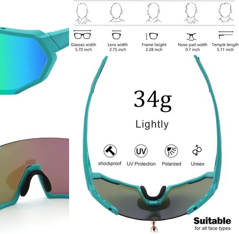 BangLong Cycling Polarized Sports Sunglasses for Men Women with 3 Interchangeable Lens Sports Golf Baseball Running Glasses in Saudi Arabia