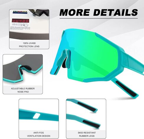 BangLong Cycling Polarized Sports Sunglasses for Men Women with 3 Interchangeable Lens Sports Golf Baseball Running Glasses in Saudi Arabia