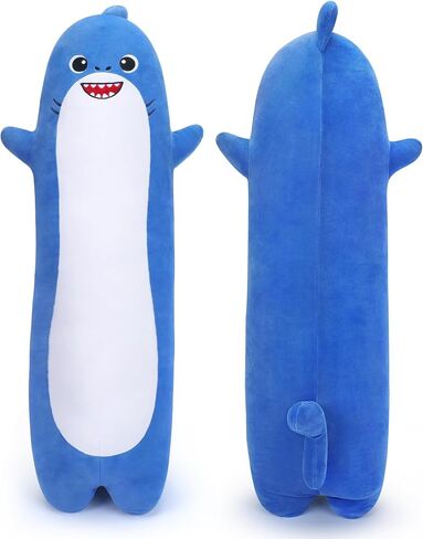 Achwishap Long Shark Plush,Cuddly Shark Stuffed Animal,Cute Plushies Shark Plush Toys,Kawaii Sleeping Animal Body Pillow,Soft Plush Hugging Pillow,Ideal Snuggle Buddy for Kids Adults(Blue Shark,20") in Saudi Arabia