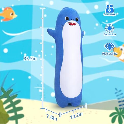 Achwishap Long Shark Plush,Cuddly Shark Stuffed Animal,Cute Plushies Shark Plush Toys,Kawaii Sleeping Animal Body Pillow,Soft Plush Hugging Pillow,Ideal Snuggle Buddy for Kids Adults(Blue Shark,20") in Saudi Arabia
