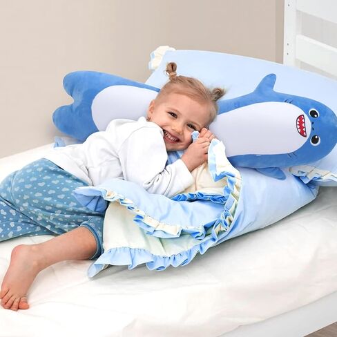Achwishap Long Shark Plush,Cuddly Shark Stuffed Animal,Cute Plushies Shark Plush Toys,Kawaii Sleeping Animal Body Pillow,Soft Plush Hugging Pillow,Ideal Snuggle Buddy for Kids Adults(Blue Shark,20") in Saudi Arabia