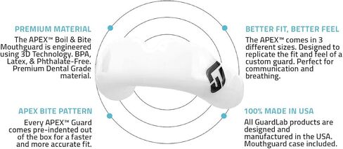 APEX Mouthguard w/Case | Football, Basketball, Boxing, Wrestling, Soccer, Karate, Hockey, MMA | Adult & Youth | Pre-Indented for a Precise Fit (APEX/Standard Black, Small) in Saudi Arabia