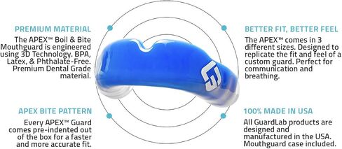 APEX Mouthguard w/Case | Football, Basketball, Boxing, Wrestling, Soccer, Karate, Hockey, MMA | Adult & Youth | Pre-Indented for a Precise Fit (APEX/Standard Black, Small) in Saudi Arabia