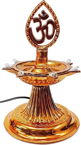 مصابيح ديوالي من البلاستيك الفاخر بطبقة واحدة من مصابيح LED ذهبية كهربائية جديدة Diya Deep Deepak Pooja Puja Mandir Diwali لتزيين المهرجانات، ذهبي، مقاس S in Saudi Arabia