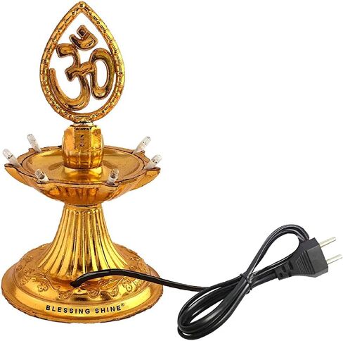 مصابيح ديوالي من البلاستيك الفاخر بطبقة واحدة من مصابيح LED ذهبية كهربائية جديدة Diya Deep Deepak Pooja Puja Mandir Diwali لتزيين المهرجانات، ذهبي، مقاس S in Saudi Arabia