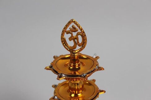 مصابيح ديوالي من البلاستيك الفاخر بطبقة واحدة من مصابيح LED ذهبية كهربائية جديدة Diya Deep Deepak Pooja Puja Mandir Diwali لتزيين المهرجانات، ذهبي، مقاس S in Saudi Arabia