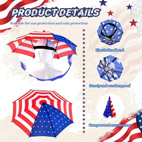 Amylove 4 Pack Umbrella Hat Colorful Head Umbrella for Adults Umbrella Caps for Summer Hiking Camping Beach Sun Protection in Saudi Arabia