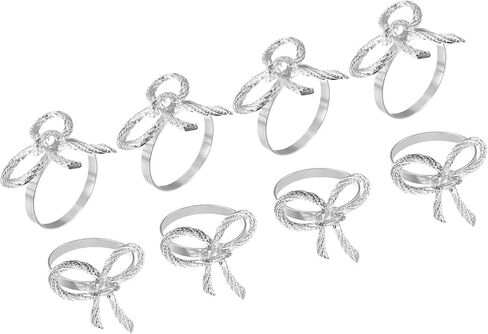 uxcell Metal Napkin Rings Set of 8, Bow-Knot Napkin Ring Holder Buckle for Dining Table Decorations Wedding Birthday Holiday Party, Gold Tone in Kuwait